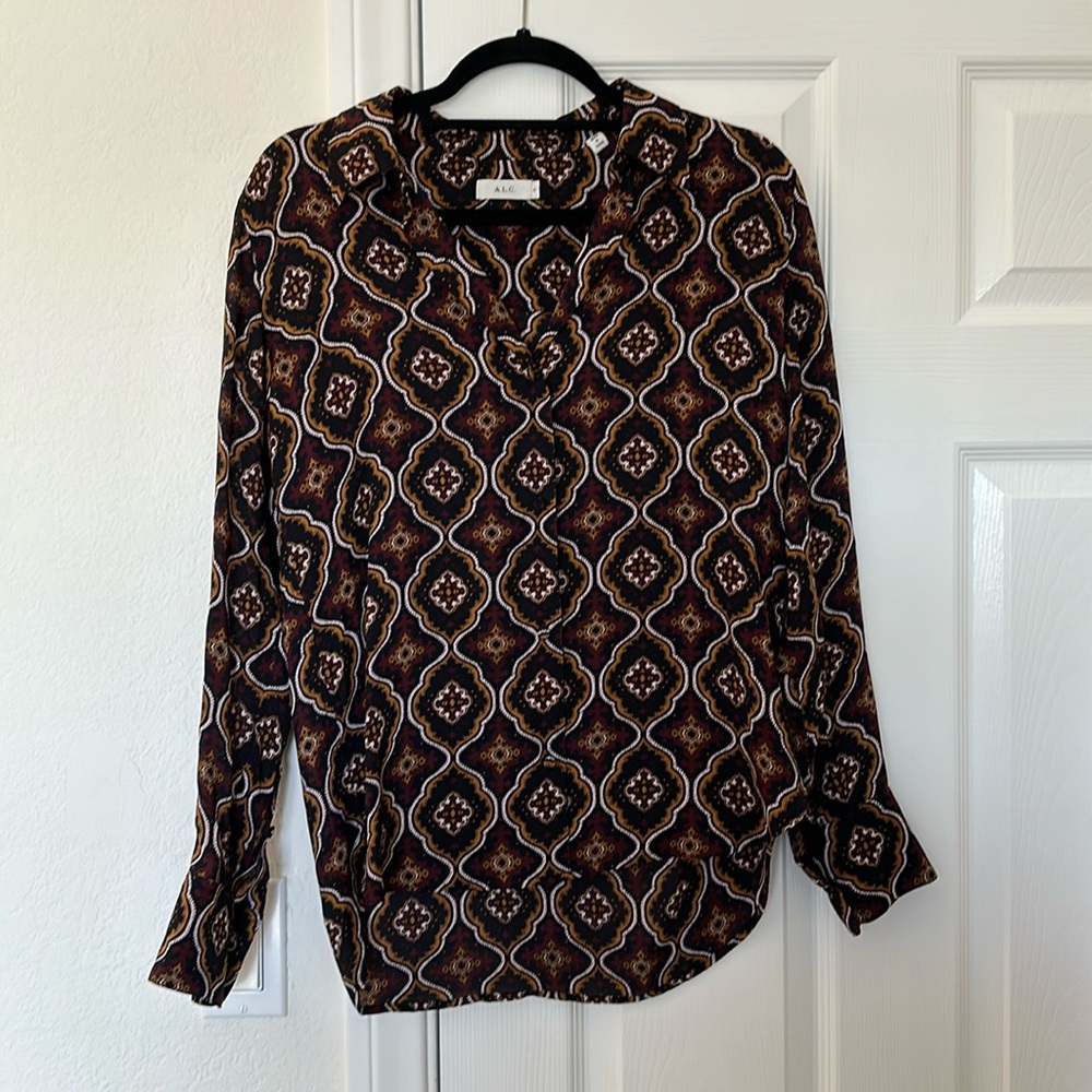ALC Aubrey silk printed blouse